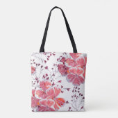 白にピンク色の花。 トートバッグ (裏面)
