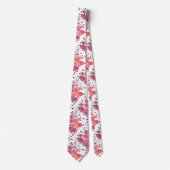 白にピンク色の花。 ネクタイ (正面)
