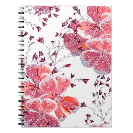 白にピンク色の花.notebook ノートブック (正面)