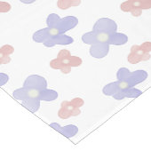 白にピンク色の青い花 ショートテーブルランナー (コーナー)