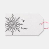 白にフェイク銀色のスノーフレーク ギフトタグ (正面(横))