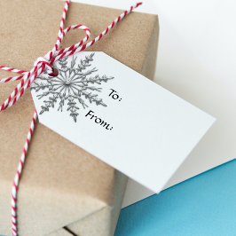 白にフェイク銀色のスノーフレーク ギフトタグ