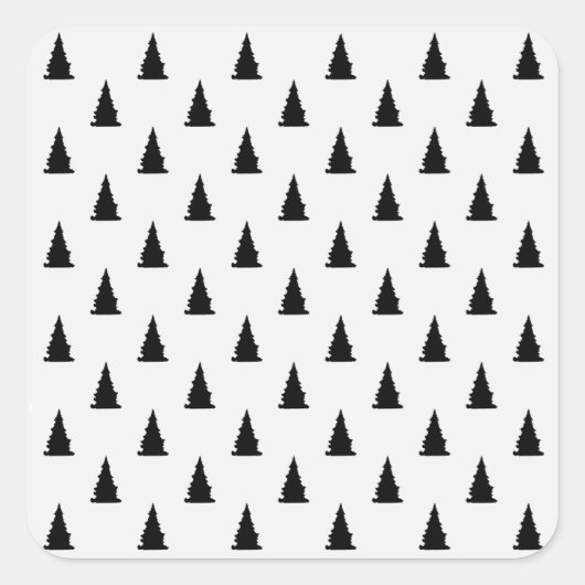 白にミニマルな黒クリスマスツリーパターン スクエアシール (正面)