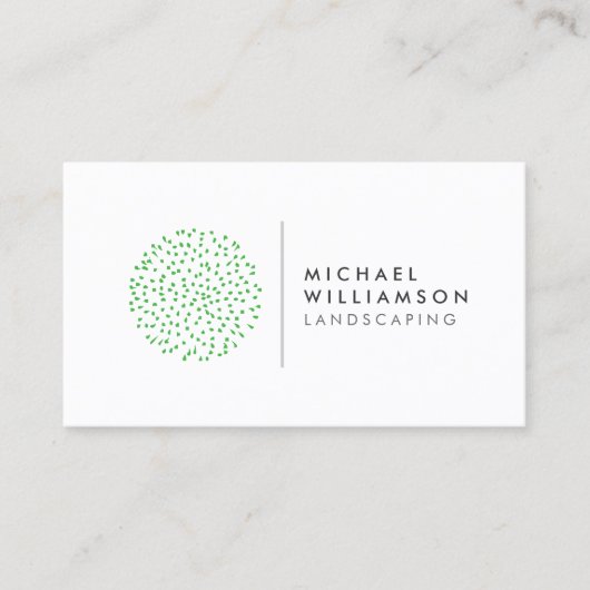 白にモダンガーデナー造園の低木のロゴ 名刺 (正面)