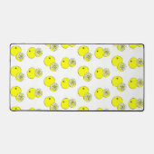 白にレモンの果実の模様 デスクマット (正面)