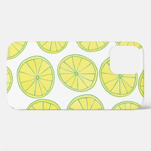 白にレモンの黄色い薄切りを塗ったシームレスな模様 Case-Mate iPhoneケース (裏面 (横))