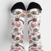 白に伝統的のエスニック花柄 ソックス (上部)