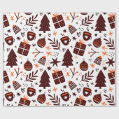 白に可愛いクリスマスシンボルパターン ラッピングペーパー (フラット)