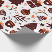 白に可愛いクリスマスシンボルパターン ラッピングペーパー (角)