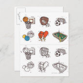 白に対して表示されるスポーツ用具 ポストカード (正面/裏面)