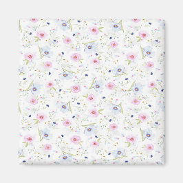 白に小さなピンクと青の花 マグネット