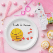 白に愛結婚赤いハートを持つバスケットボール ペーパープレート (パーティー)