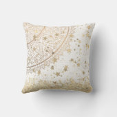 白に星を輝かせる金ゴールドマンダラ クッション (裏面)