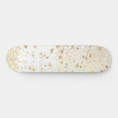 白に星を輝かせる金ゴールドマンダラ スケートボード (横)