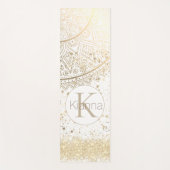 白に星を輝かせる金ゴールドマンダラ ヨガマット (正面)