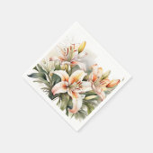 白に柔らかいユリの花 スタンダードカクテルナプキン (角)