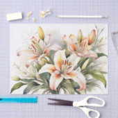 白に柔らかいユリの花 薄葉紙 (クラフト)
