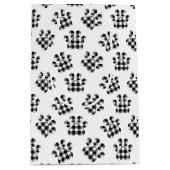 白に水牛の格子柄の足跡 ミディアムペーパーバッグ (正面)