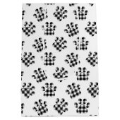 白に水牛の格子柄の足跡 ミディアムペーパーバッグ (裏面)