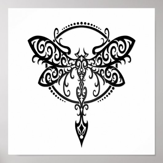 白に渦巻く黒いトンボ ポスター (正面)