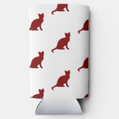 白に濃い赤の猫のパターン スリム缶クーラー (裏面)