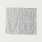 白に灰色、緑、ピンクのシャクナゲ タペストリー (正面(横))