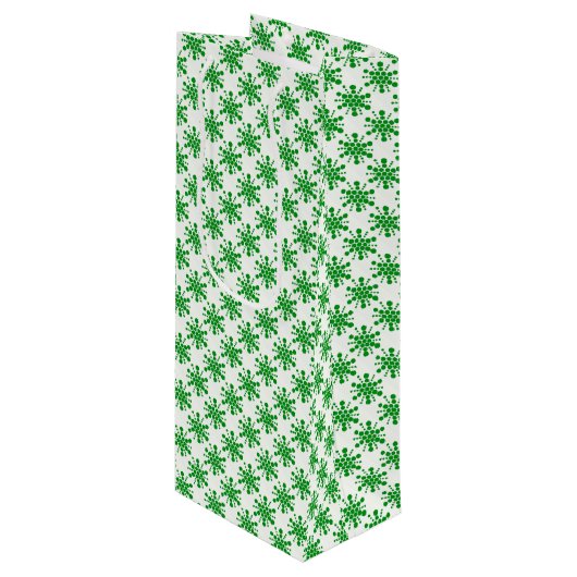白に点々のある緑の星 ワインギフトバッグ (正面アングル)