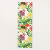 白に熱帯のミックスフルーツ、花葉や ヨガマット (裏面)