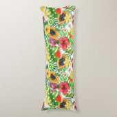 白に熱帯のミックスフルーツ、花離れや ボディピロー (正面縦)