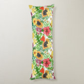 白に熱帯のミックスフルーツ、花離れや ボディピロー (裏面 (縦))