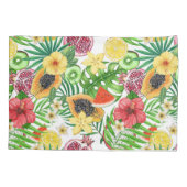 白に熱帯のミックスフルーツ、花離れや 枕カバー (裏面-左)