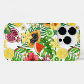 白に熱帯のミックスフルーツ、花離れや Case-Mate iPhoneケース (裏面 (横))