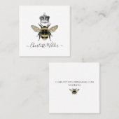 白に王妃と王冠の手書き署名 コーリングカード (正面/裏面)