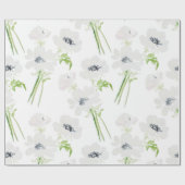 白に白い水色のアネモンの花 ラッピングペーパー (フラット)