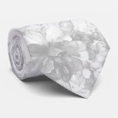 白に白を重ねたカスケードする芍薬 淡い灰色の結婚式 ネクタイ (ロール)