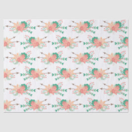 白に矢印の付いたピンクと桃の花 薄葉紙