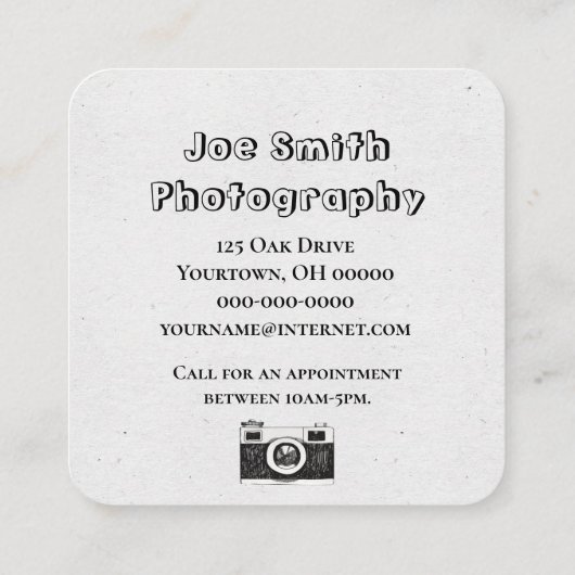 白に積み重ねた古いカメラコレクション スクエア名刺 (裏面)