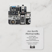 白に積み重ねた古いカメラコレクション スクエア名刺 (正面/裏面)