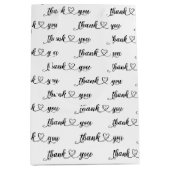 白に笑顔のハートありがとう ミディアムペーパーバッグ (正面)