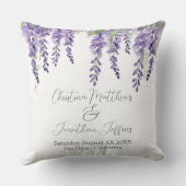 白に紫の藤のエレガント花 クッション (裏面)