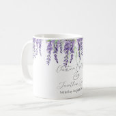 白に紫の藤のエレガント花 コーヒーマグカップ (正面左)