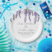 白に紫の藤のエレガント花 ペーパープレート (パーティー)