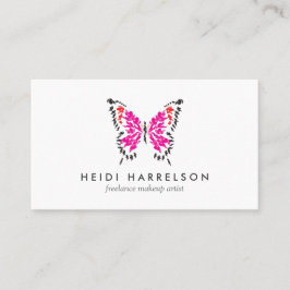 白に絵を描ピンクの蝶のロゴ 名刺