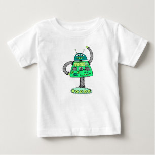 白に緑のフランキーロボット ベビーTシャツ