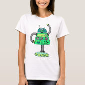 白に緑のフランキーロボット Tシャツ (正面)