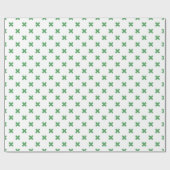 白に緑の十字縫い ラッピングペーパー (フラット)