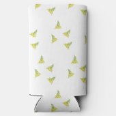 白に緑の葉花をつける スリム缶クーラー (裏面)