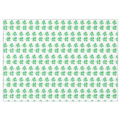 白に緑の離れクローバーの模様 テーブルクロス (正面(横))