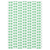 白に緑の離れクローバーの模様 テーブルクロス (正面)
