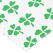 白に緑の離れクローバーの模様 テーブルクロス (アングル)